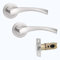 Probrico Satin Nickel Round Rose Door Handles,Twisted Lever Internal Door Handles Set with Ajustbale Latch(45mm/57mm),Passage Handles Ideal for Interal Doors,3 Pack
