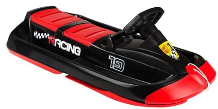 Hamax | Premium Lenkschlitten | SNO Racing | für Zwei Personen | Kältebeständiges Polyethylen | 110 cm | CE-Zertifizierung | Action auf der Rodelbahn