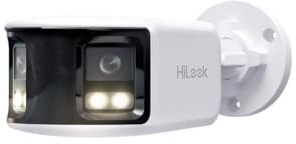HiLook HIKVISION - Telecamera di sorveglianza per esterni, 8 MP, Smart Hybrid Light, grandangolo di 180°, cavo LAN/PoE, telecamera per esterni, rilevatore di movimento, visione notturna, slot per