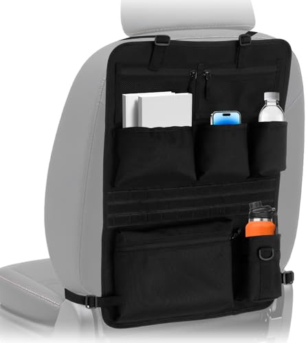 Gatphy Protezione per schienale e organizer per auto con tracolla fibbia schienale del sedile anteriore, spazio per computer portatili, telefoni cellulari, libri, bottiglie d'acqua, giocattoli, snack