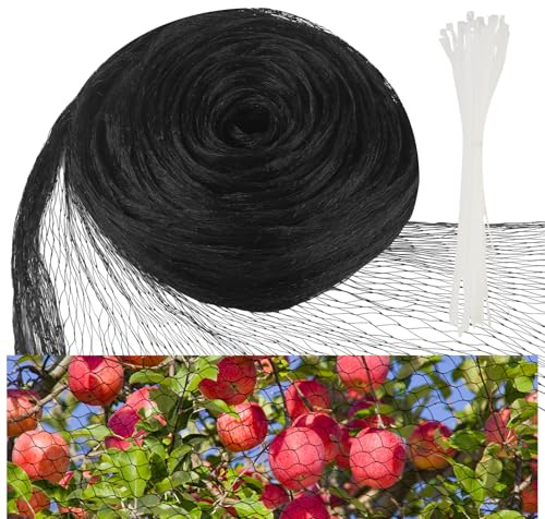 LEIMEND Filet Anti Oiseaux 4X15m avec 50 Attaches de Câbles Noir | Filet Anti Pigeon Filet Anti Oiseaux pour Arbres Fruitiers pour les Étangs les Balcons les Jardins de 2 x 2 cm