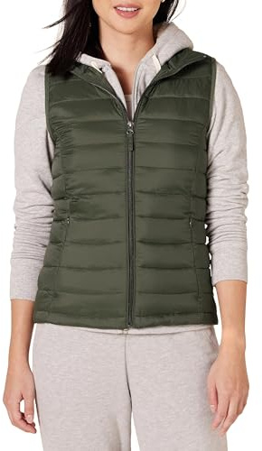 Amazon Essentials Doudoune Pliable Imperméable Légère Femme, Vert Olive, M