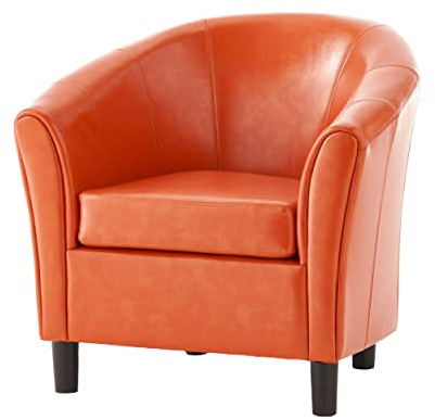 Christopher Knight Home Napoli Bonded Leather Club Chair, Orange 31.69 by 27.92 by 30.7