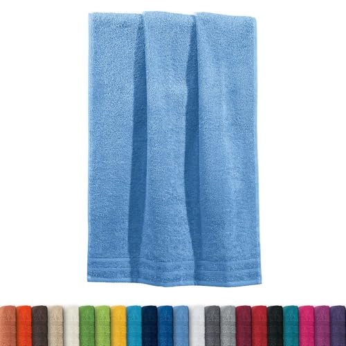 Erwin Müller Handtuch Heidelberg 100% Baumwolle hellblau Größe 50x80 cm - saugstark, gut trocknend, kompakt, leichte Qualität - ideal für Sport, Strand, Reisen (weitere Farben)