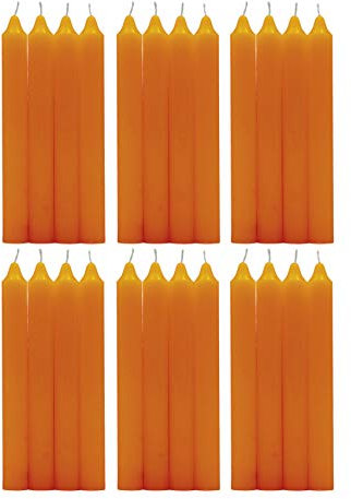 H Hansel Home - Leuchterkerzen 24 Stück, Kronkerzen Durchmesser 1.8 cm, Länge 17.5 cm, orange Farbe