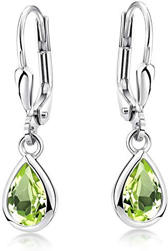 Materia Damen Ohrringe Edelstein - Peridot Stein 925 Sterling Silber grün SO-448-Grün