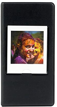 MUZIRI KINOKOO Mini fotoalbum PVC läderplånbok album kompatibelt med Fuji SQUARE SQ1 SQ20 SQ10 SQ6 polaroid kamera dela SP-3 bildhållare 64 fickor (svart)
