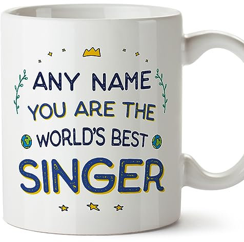 MUGFFINS Tazas Personalizadas para CANTANTE - En Inglés - World's Best - 11 oz / 330 ml - Regalo Personalizable original y divertido
