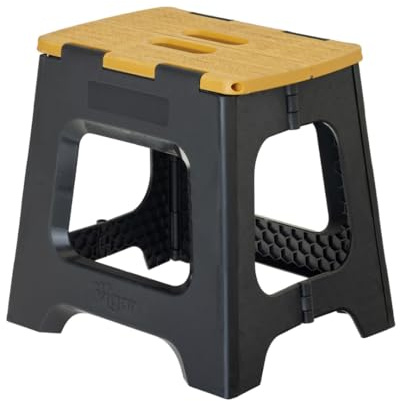 Vigar Compatto Sgabello Pieghevole per Adulti, 32 cm, Sgabello Pieghevole Portatile Antiscivolo per Casa, Cucina, Bagno, Campeggio, Doccia, Supporta fino a 150 kg, Nero, Bamboo Print on Top