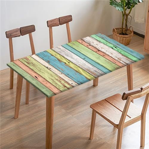 Morbuy Manteles Elasticos Mesa Rectangular, Impresión Tabla de Madera Mantel para Mesa de Jardin Exterior, Mantel Elástico Mesa Cuadrada Impermeable Antimanchas (140x80cm,Rayas)