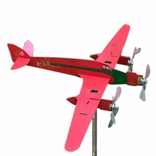 Flugzeug-Windspiel – kreative Flugzeug-Windfahne - Gartendekoration - Flugzeug-Wetterfahne - Rote Flugzeugmodell-Windmühle, Windwippe, Windspiel, Windmühle, Gartenstecker für Hausgarten, Hofdekoration