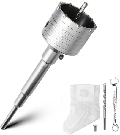 Set de corona de 73 mm con adaptador SDS plus de 220 mm y broca de centrado de 8 x 110 mm, corona perforadora para mampostería y hormigón