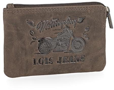 Lois - Monedero Piel Hombre Compacto para Uso Diario, Monedero Hombre Pequeño De Cuero con Diseño Funcional para Llevar Monedas Y Objetos Esenciales con Comodidad, Marron
