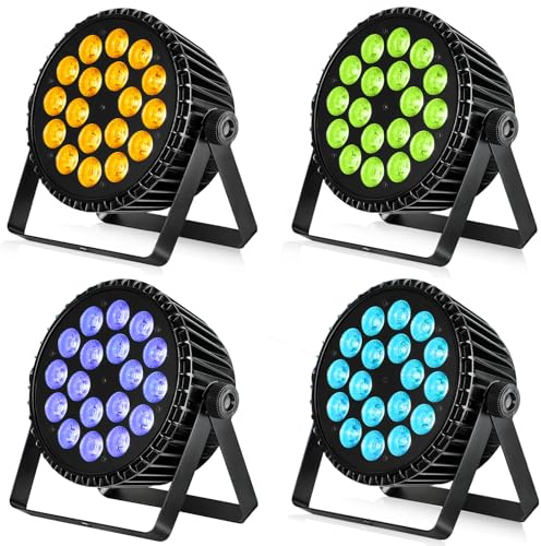 Betopper 18x18W RGBLAUV LED Stage Par Lights for Stage Party Weddings, 4S
