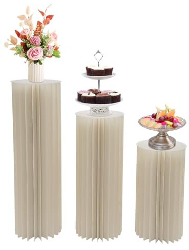 Colonne di fiori di carta pieghevole 3PCS cartone supporto per fiori per matrimonio festa compleanno e celebrazione commerciale vasi di cartone stand 60/80/100 cm bianco