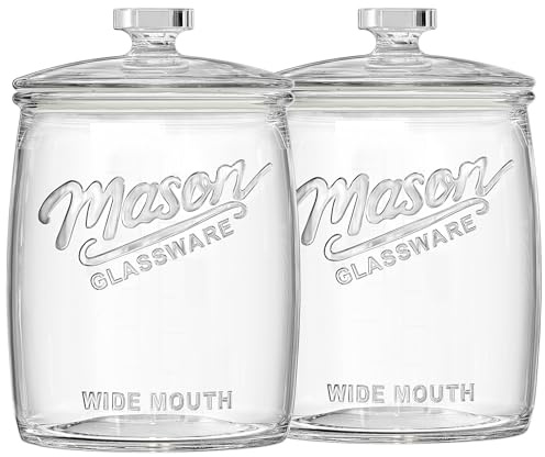 Folinstall 2 Pack 1 Gallon Glass Cookie Jar, Large Glass Jar with Airtight lid, Glass Food Storage Container for Cookies, Candy, Flour, Dog Treats, Coffee, Apothecary Jars