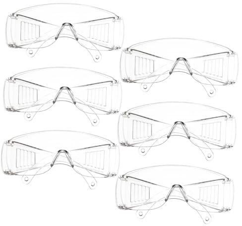 Cabilock 6pares Gafas De Seguridad Transparentes Ventilación Pack De Lentes Resistentes Para Laboratorio Taller y Uso Prolongado