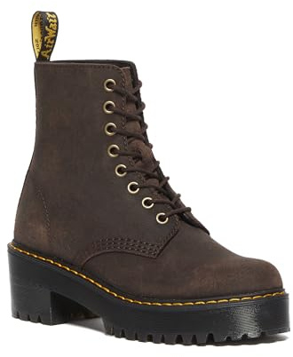 Dr. Martens Women's Sanguine 8 Eye Lace Up Heeled Combat Boot, Dark Brown Cedar Creek, 3 UK, 5 Women US