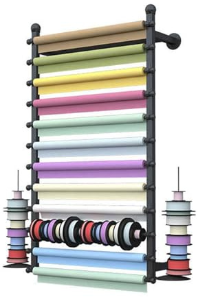 Genérico Estante For Rollos De Tela, Soporte De Pared For Rollos De Vinilo, 12 Niveles, For Rollos De Tela Textil, Papel Tapiz Y Película For Ventanas.(Black,70x120x20cm)