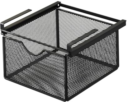 DimyFew Organizer Sottopensile Scorrevole Sotto Il Ripiano Antipolvere, Cesto Estraibile Sospeso, Cestelli Sottomensola per a Partizioni Spessore Inferiore a 2,2 Cm, 22 Cm X 46 Cm X 9 Cm