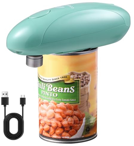 CONFUTURY Abrelatas eléctrico automático para personas mayores, abridores de latas eléctricos recargables automáticos de un solo toque, corte de borde suave, carga USB tipo C, elevador de tapa