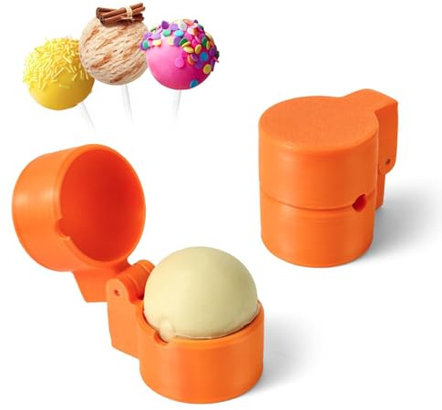 Cake Pop Maker Set, 2 Piece Round Mold Press, Orange Cake Pop Cutter and Pusher, Baking Tools for Home Baking, Birthday Parties, Wedding Desserts