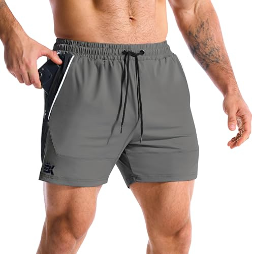 BROKIG Men's Running Gym Shorts DriArmor Rugby Sports Tennis M Dark Grey