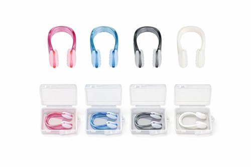 CozyBits 4-Pack Swimming Nose Clips, Soft Silicone Waterproof Nose Plugs with Storage Cases, Non-Slip Comfortable Fit for Adults & Kids, for Pool Training, Water Sports & Diving (Assorted Colors)
