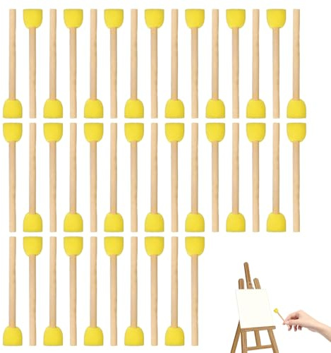 Juego De 40 Pinceles De Esponja Redondo con Mango De Madera para Pintar Herramientas De Pintura De Bricolaje Y Manualidades con Pintura Acrílica