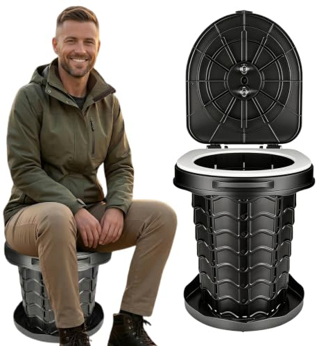 Toilettes de Camping pliables, Toilettes Mobiles avec Couvercle, Toilettes de Voyage avec Sacs Poubelle, Toilettes de Camping Portables avec 10 sacs Poubelle pour le Camping la Randonnée la Pêche