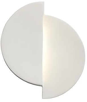 Justice Design Offset Circle Dimmable Integrated LED Wall Sconce in Ceramic Bisque with Closed Top for Lighting Decor for Living Room, Dining Room, Hallway, Home Theater, Dining Room or Office