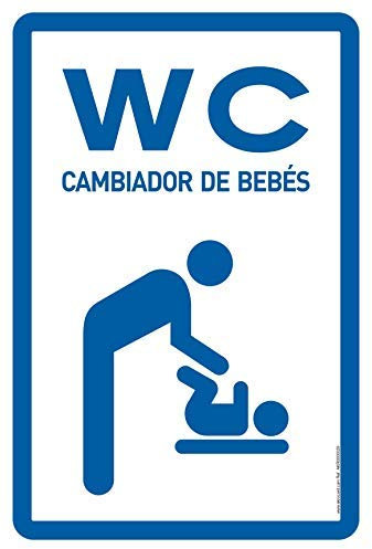 Cartel Resistente PVC - WC CAMBIADOR DE BEBÉS - Señaletica de Aviso - Ideal para Colgar (HOMBRE)