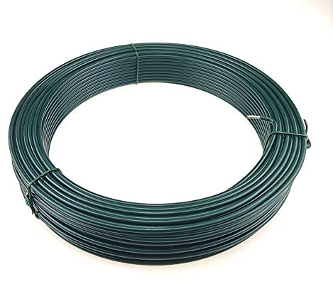 Garmix Spanndraht Grün Feuerverzinkt für Maschendraht Zaun Metall Draht (50m, 3,8mm)