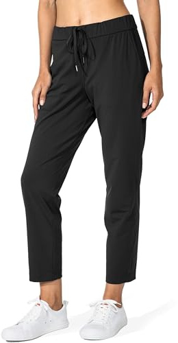 G Gradual Women's Pants with Deep Pockets 7/8 Stretch Sweatpants for Women Athletic, Golf, Lounge, Work (Black, X-Large)