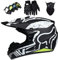 Kinder Motocross Helm, Jungen Motorradhelm Herren Fullface Motorrad Cross Helm Fahrradhelm Mountainbike für Downhill BMX MTB Quad Bike Roller Moped - mit Fox Design - Mattschwarz,S