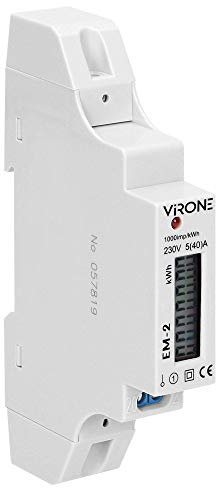 Virone EM-2 Compteur D'électricité Rail DIN Compteur d'Energie Monophasé 40A Sortie d'Impuls 1 Module DIN TH-35mm