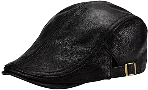 LUTICELI Chapeau en cuir d'agneau pour homme et femme, béret plat, chapeau de lierre