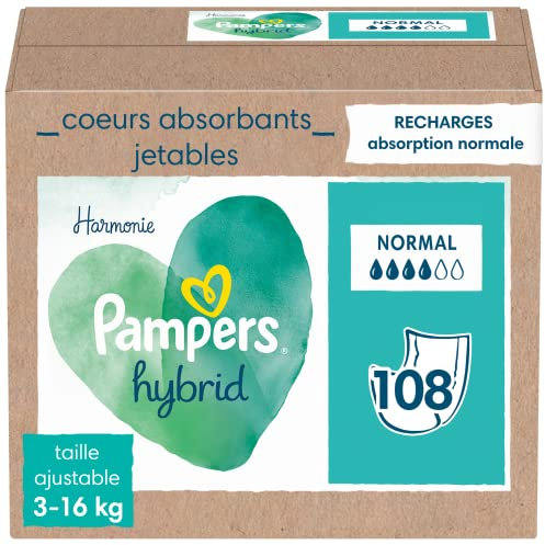 Pampers (Alte Version), Packung mit 108 absorbierenden Einweg-Toppings, Normal - 1 Stück