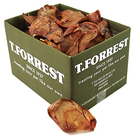 T.Forrest British Dried Whole Pig Ears for Dogs (10 Pack) - 100% Natural, Long-Lasting, High Protein & Grain-Free Dog Treats