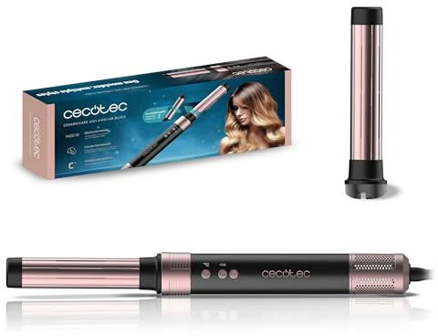 Cecotec Warmluftbürste, Haartrockner, Styler, Glätter - 14 Aufsätze - Coanda CeramicCare Technologie 14in1 AirGlam Champagne. 1400W, Digitaler Motor, Reduziert Frizz, 3 Temperaturen