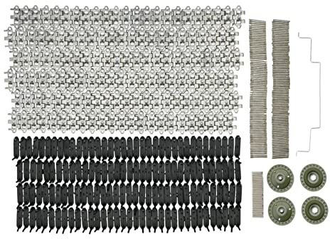 Fockety Ensemble de chenilles métalliques, modèle en Aluminium Pièces de Roue de chaîne de chenilles de réservoir avec Arbre de Connexion, RC Tank Tracks Accessoires de Bricolage