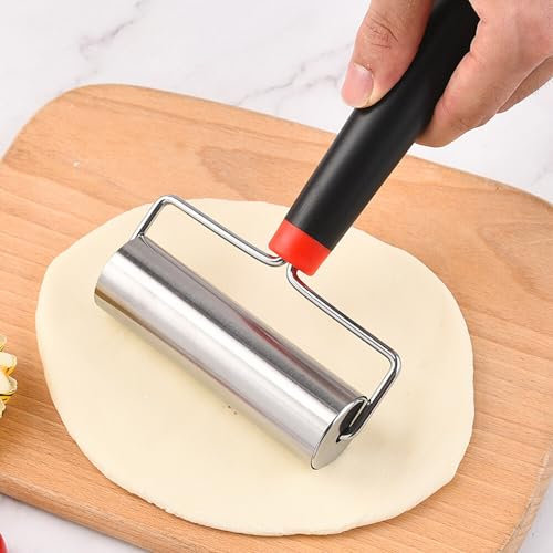 LdawyDE Mattarello Acciaio Inox Mattarello per Ravioli Pasticceria Pizza Baker Roller Piccolo Rullo Per Cuocere Stendi Pasta (11.6 cm)