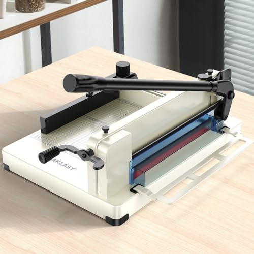 Paper Cutter 12 Inch, Heavy Duty Paper Cutter for A4 Paper, Guillotine Paper Cutter 400 Sheet Capacity, Solid Steel Construction, Beige