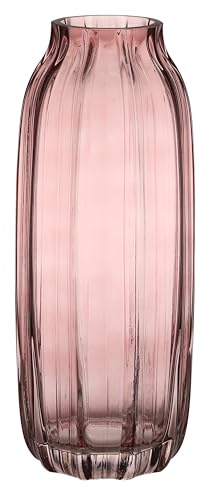 JAKY Global Grande Vaso Rosa in Vetro Vaso per Fiori H-32cm Vasi Alti in Vetro per Fiori Elegante Decorazione per Casa Soggiorno, Centrotavola per Casa di Campagna e Ufficio (Rosa 32cm)