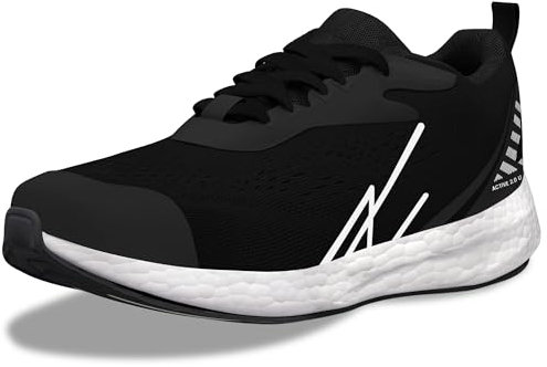 NY Threads Men's Running Shoes Comfortable and Lightweight Casual Sneakers, Black/White, 8.5 Medium US