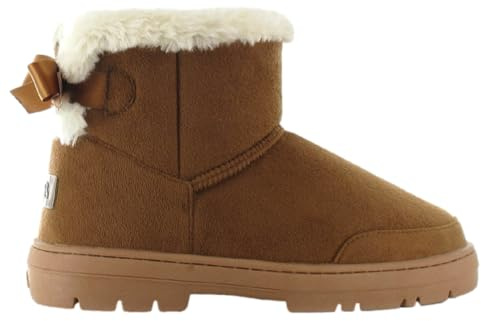 ella Belle Winter Ankle Boots Bow Ribbon Snug Faux Fur Lining