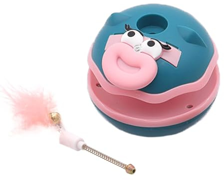 Interaktiv kattboll kattunge leksaker, fjäderklocka tillbehör, husdjurstillbehör, träning och tristess lindring, Produktstorlek: cirka 19 x 9 cm, inomhus spel kompakt perfekt för