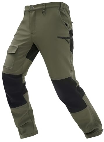 Freiesoldaten Pantalones de Senderismo para Hombre Softshell Forro Polar Resistentes al Agua Cálidos en Invierno A Prueba de Viento Pantalones para Caminar al Aire Libre