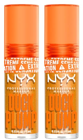 NYX Professional Makeup Duck Plump Gloss Lucidalabbra Tonalità 22 Flippin' Slime Rimpolpante Finish Lucido Luminoso per Labbra Grandi e Carnose con Zenzero e Peperoncino - 2 Lipgloss da 7ml