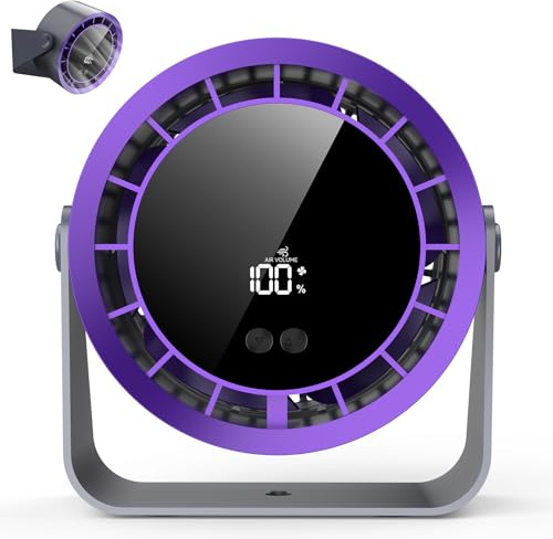 Neqraxis Ventilatore Tavolo,Ventilatore Portatile Silenzioso, Mini Ventilatore USB ricaricabile 3600mAh, 1-100 Velocità 360° Regolabile da Scrivania per Campeggio Ufficio Cucina Camper-Nero